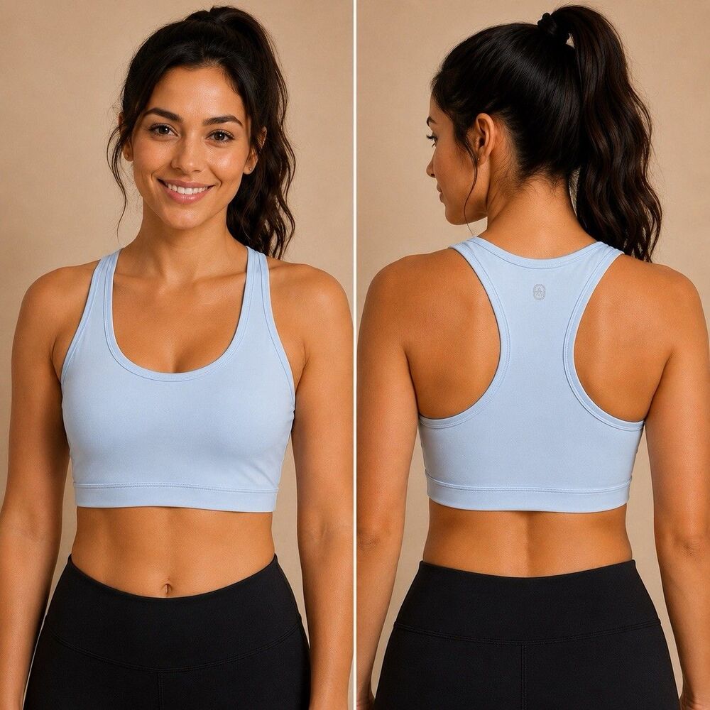 Justfab Active Style Sports Bra Sz S Gray Form Fitting Racerback Pullover